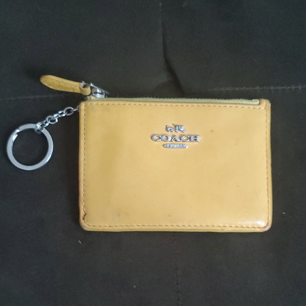 Coach Mustard Leather Keychain Pouch